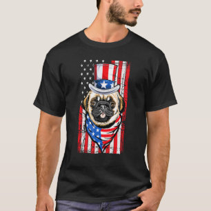 Camiseta Cachorro Pug Merica Usa Bandeira Americana Homens
