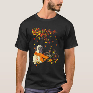 Camiseta Cachorro Pug Na Bicicleta Pumpkins outono De Folha