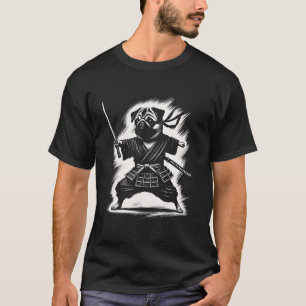 Camiseta Cachorro Pug Ninja Japonês Samurai Guerreiro Japão