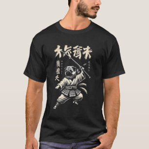 Camiseta Cachorro Pug Ninja Japonês Samurai Japão Guerreiro