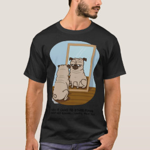 Camiseta Cachorro Pug Olhar Baixo No Espelho Amante de Cach