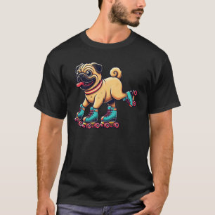 Camiseta Cachorro Pug Patins de patinação Patinagem