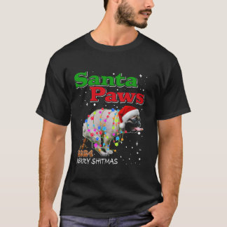 Camiseta Cachorro Pug Pooping Natal 2024 Papais noeis Engra