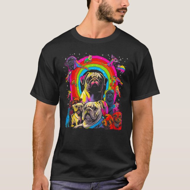 Camiseta Cachorro Pug Pop Abstrato (Frente)