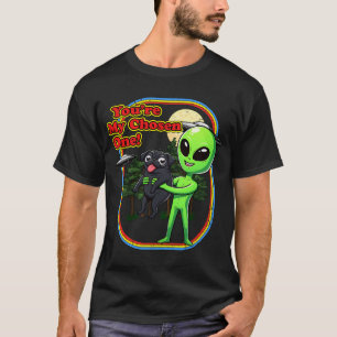 Camiseta Cachorro Pug Preto Engraçado Alien Escolhido Um OV