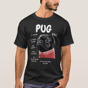Camiseta Cachorro Pug Preto Engraçado Domina Presentes Home