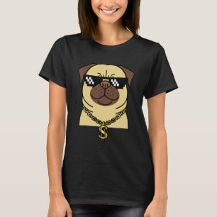Camiseta Cachorro pug rapper legal com blings Hip hop bling