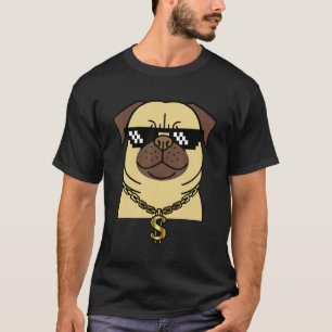 Camiseta Cachorro pug rapper legal com blings Hip hop bling