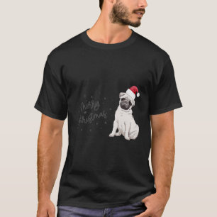 Camiseta Cachorro Pug Santa Hat Mãe Mulheres Engraçadas