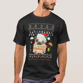 Camiseta Cachorro Pug Santa Natal Pugmas Meninos Cachorro F