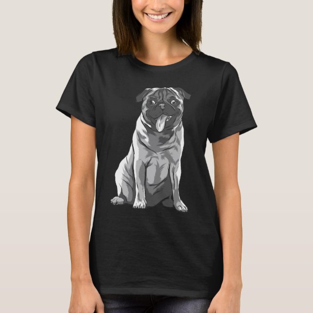 Camiseta Cachorro Pug Sentado Fofo 717 (Frente)