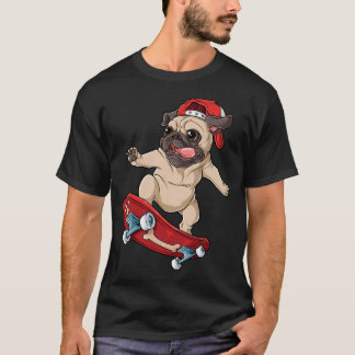 Camiseta Cachorro Pug Skateboard T Cachorrinho Engraçado Sk