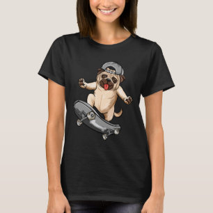Camiseta Cachorro Pug Skatista Skate Motociclismo Cinza Men