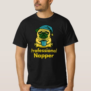 Camiseta Cachorro Pug Sonolento Desenho Cartoon Profissiona