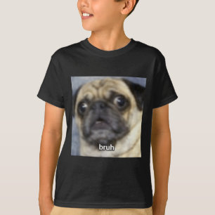 Camiseta Cachorro Pug Surpreso Bruh Engraçado Embaçado