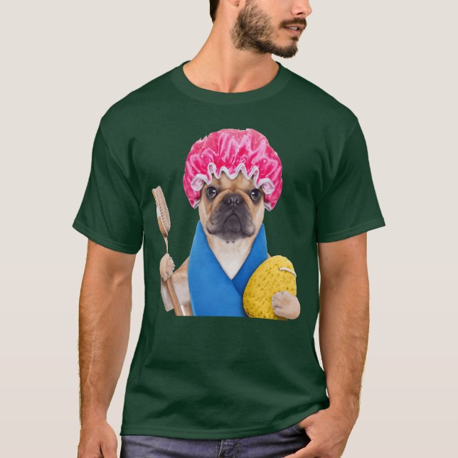 Camiseta Cachorro pug tomando banho (Frente)