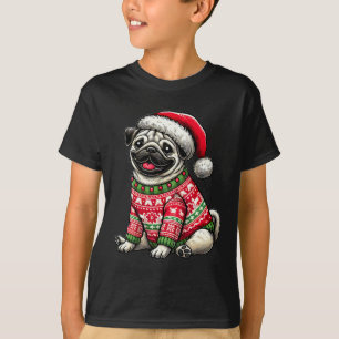 Camiseta Cachorro Pug Ugly Sweater Natal Para Homens W