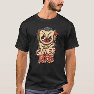 Camiseta Cachorro Pug Vida de Jogador Jogos Videogame