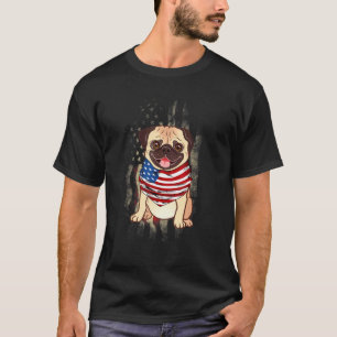 Camiseta Cachorro Puggle Bandeira Americana 4 de Julho Cach