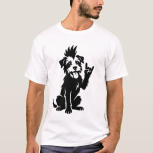 Camiseta cachorro punk preto e branco
