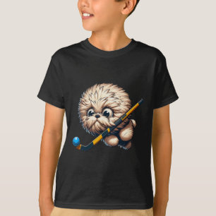 Camiseta Cachorro Puppy Fofo de Hockey Com Taco e Byll Kawa