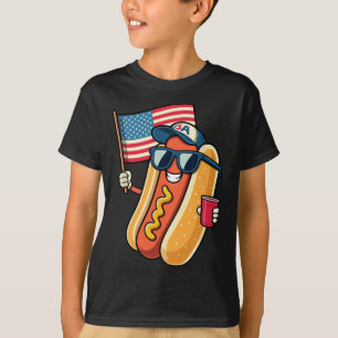 Camiseta Cachorro Quente 4 De Julho Divertido Patriótico