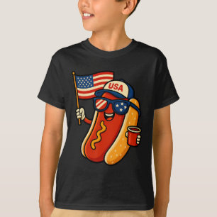 Camiseta Cachorro Quente 4 De Julho Divertido Patriótico Ba