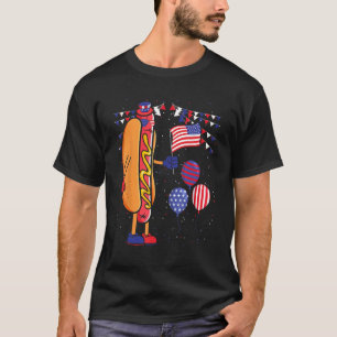 Camiseta Cachorro quente 4 de julho Óculos escuros american