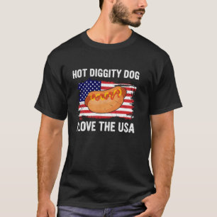 Camiseta Cachorro Quente Adoro EUA - Engraçado Quarto de ju