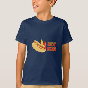 Camiseta Cachorro quente com os condimentos da mostarda da