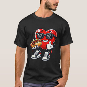 Camiseta Cachorro-Quente Comendo Coração Engraçado Kawaii D