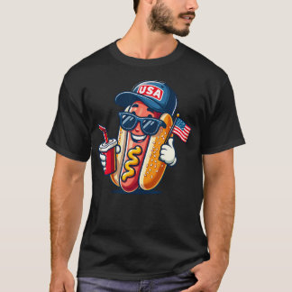 Camiseta Cachorro Quente De 4 De Julho Engraçado Patriótico