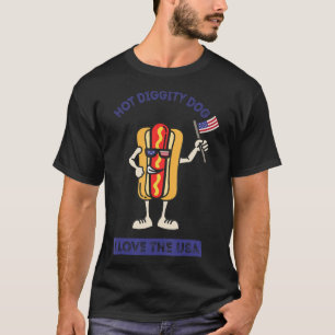 Camiseta Cachorro Quente de 4 de Julho Patriótico BBQ Pique