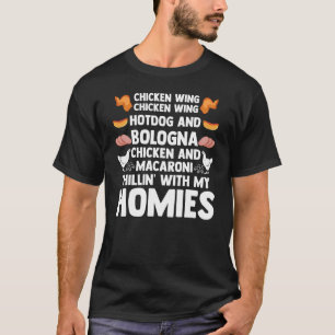 Camiseta Cachorro-Quente de Asa de Frango Cozida & Bolonha