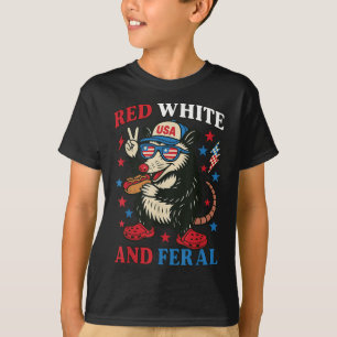 Camiseta Cachorro Quente De Gambá Feral Vermelho Branco E B