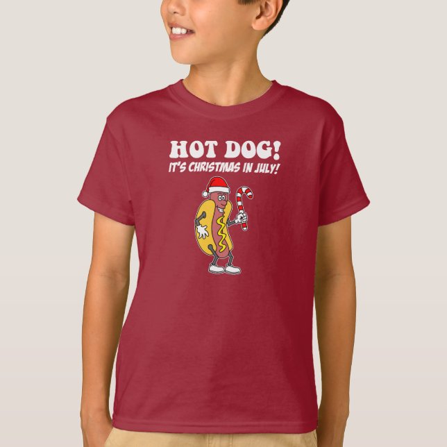 Camiseta Cachorro Quente É Natal Em Julho Bonito Engraçado (Frente)