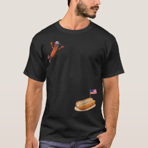 Camiseta Cachorro Quente Engraçado Patriótico Pulando Para