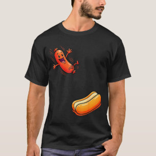 Camiseta Cachorro-quente engraçado saltando para dentro do