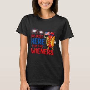 Camiseta Cachorro-Quente Estou Aqui Apenas Para Os Cachorro