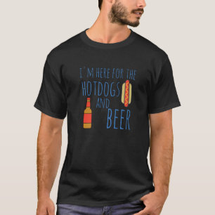 Camiseta Cachorro Quente Estou aqui para os Hotdog e Beer