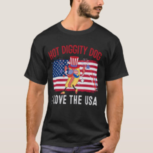 Camiseta Cachorro Quente Eu Amo Os EUA - Quarto Engraçado d