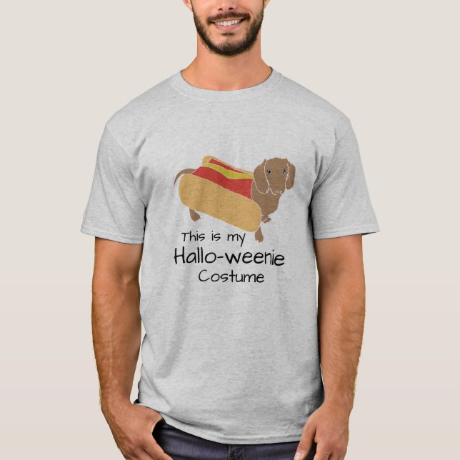 Camiseta Cachorro Quente Hallo-Weenie Cachorro Engraçado (Frente)