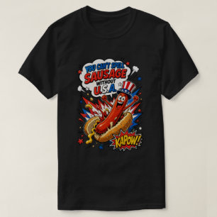 Camiseta Cachorro Quente Patriótico EUA Pop Art - Divertido