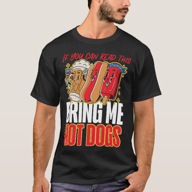 Camiseta Cachorro Quente Se Puder Ler Isto Traga-Me Cães Qu (Frente)