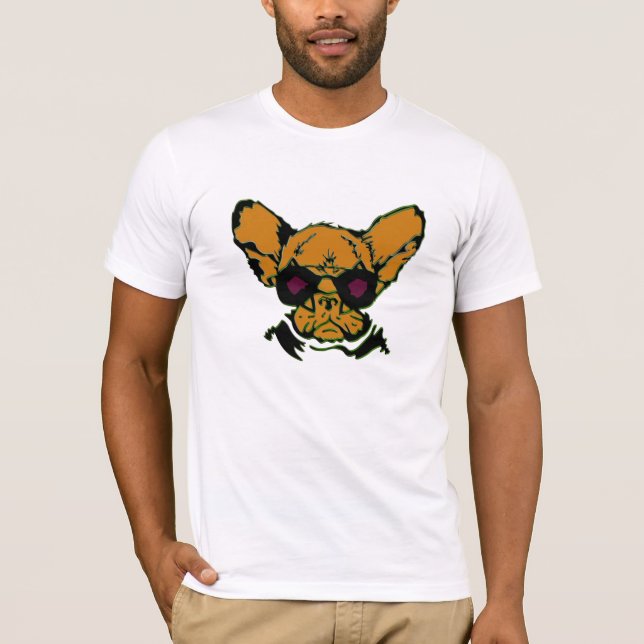 Camiseta Cachorro rabugento com óculos retrorreflectores, C (Frente)