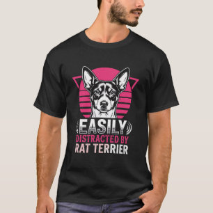 Camiseta Cachorro Rat Terrier Fácilmente Distraído Retro