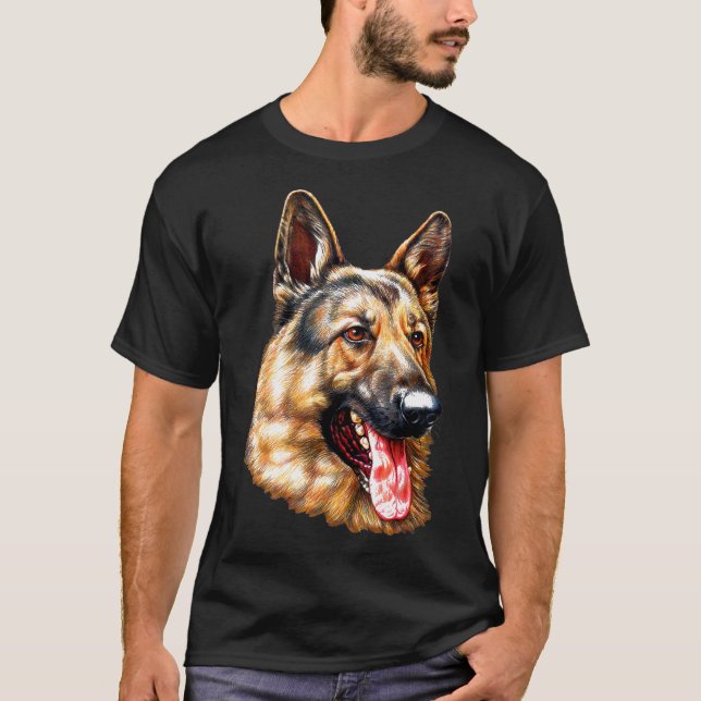 Camiseta Cachorro Retrato do german shepherd (Frente)