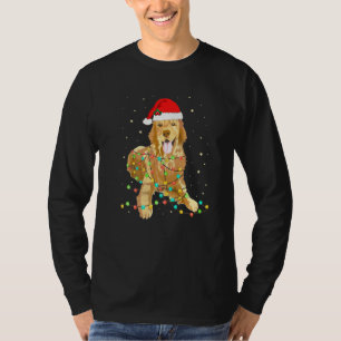 Camiseta Cachorro Retriever Dourado Árvore Luzes de Natal X