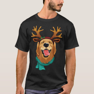 Camiseta Cachorro Retriever Dourado Engraçado Natal Rena Ch