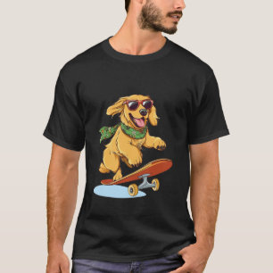 Camiseta Cachorro Retriever Dourado Engraçado Skatista Lega